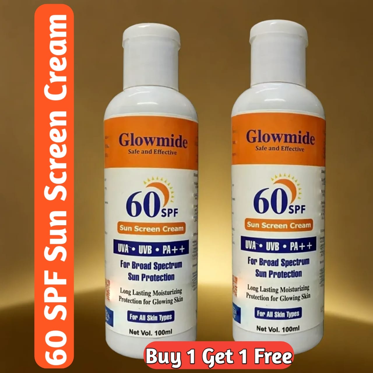 Glowmide Sun Screen Cream 60 SPF( Pack of 2) 400 gram