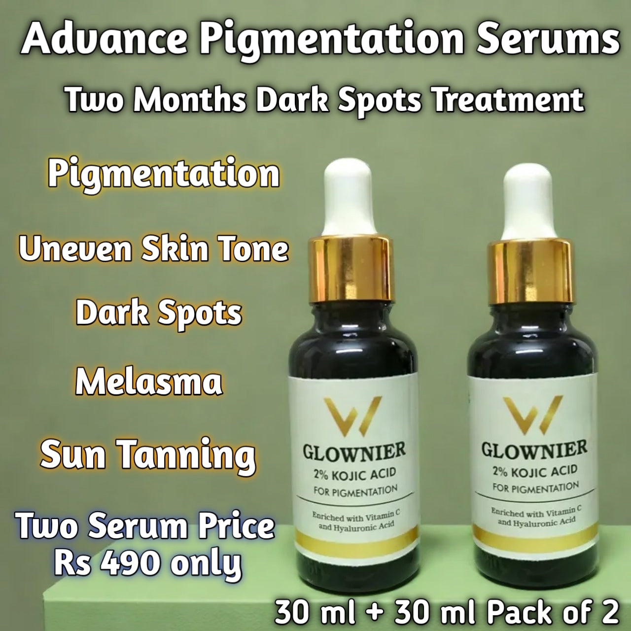 Kojic 2% Serum for Dark Spots, Pigmentation and Melasma (2 months Pack)