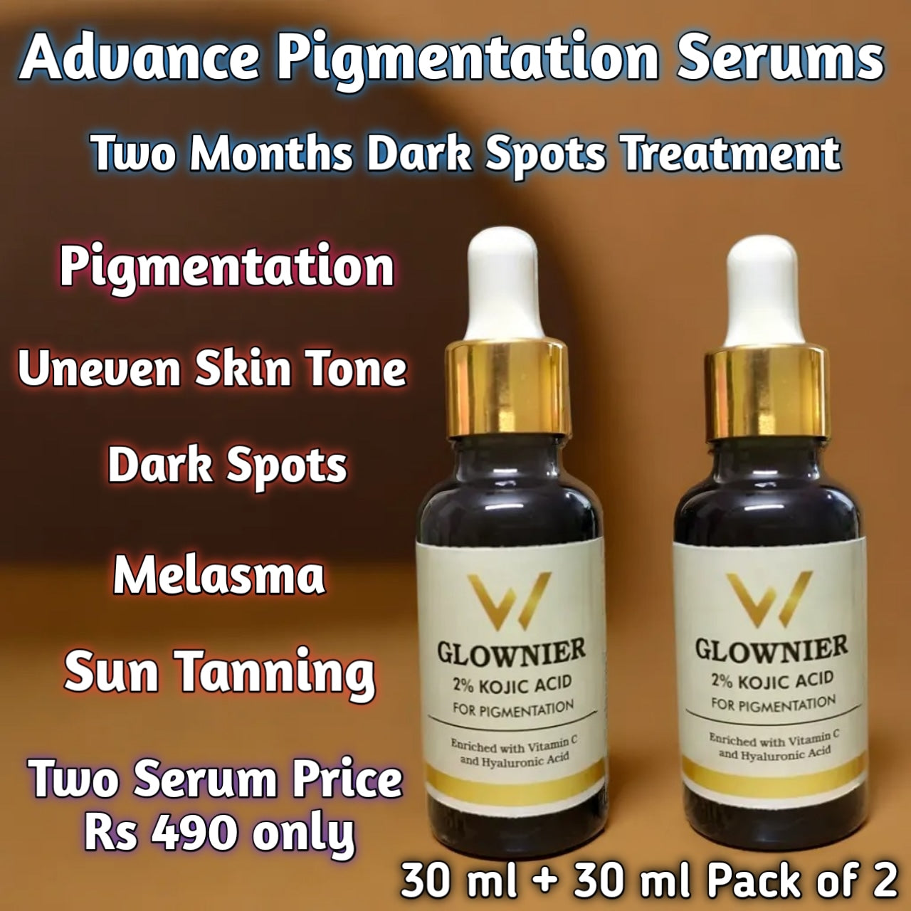 Kojic 2% Serum for Dark Spots, Pigmentation and Melasma (2 months Pack)